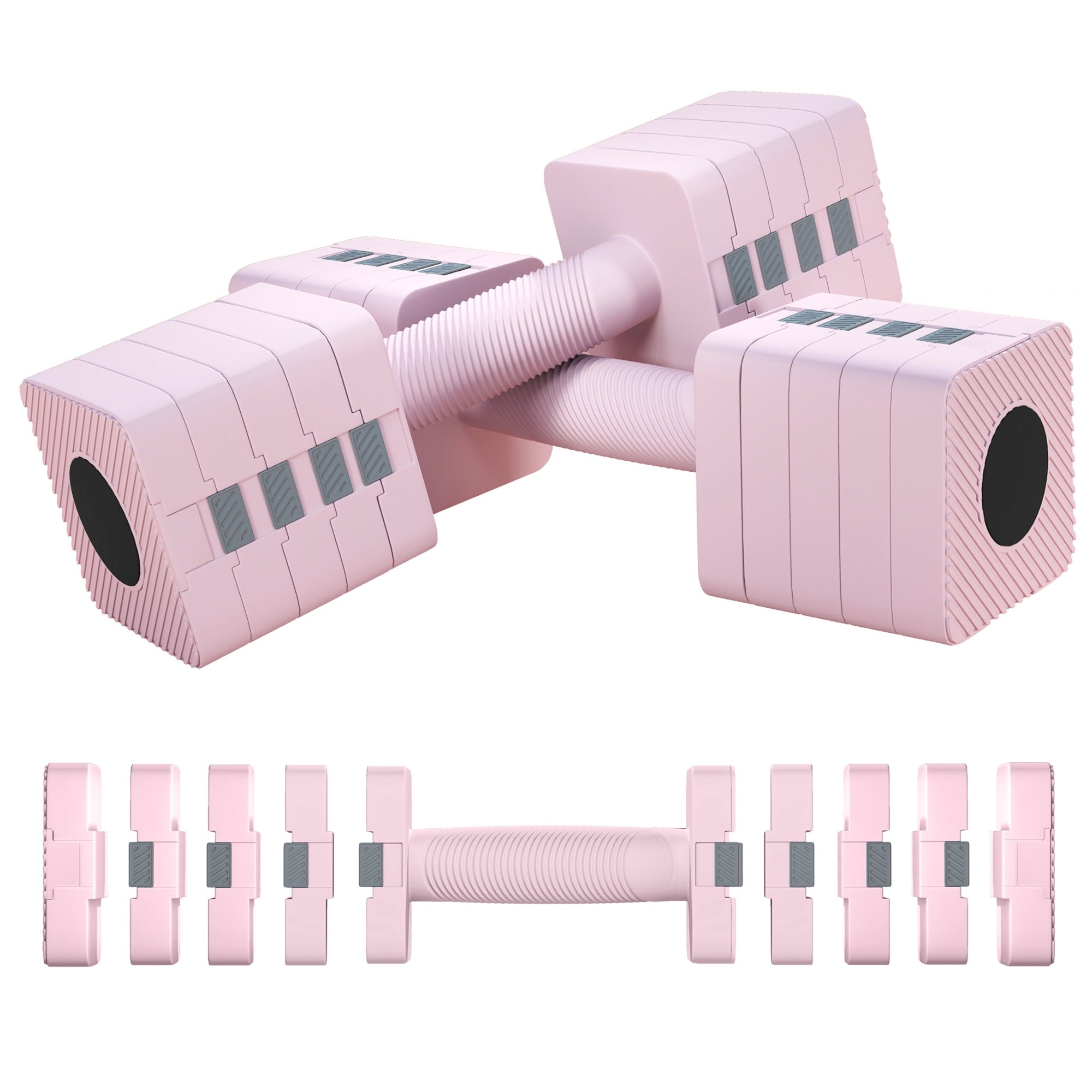 Justerbart Håndvægtsæt Håndvægte Med Skridsikkert Greb Firkantet Stålhåndvægtsæt Pink